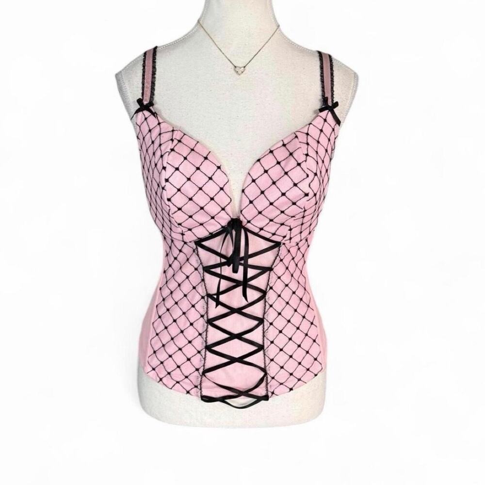 Y2K WhimsyGoth grunge corset fitted top cute black stitching super snatching
